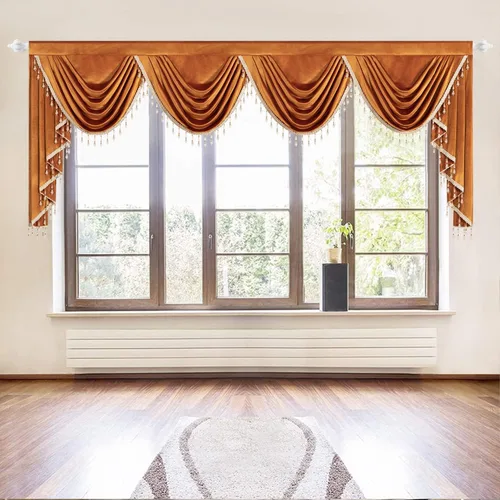 Miniatura 52 de VOGOL Cenefa de cortinas de terciopelo grueso para dormitorio, cenefas de cascada de lujo con aislamiento térmico dorado para sala de estar formal