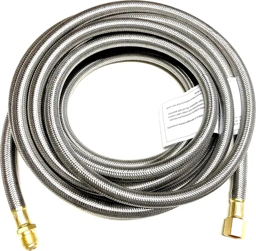Conjunto de extensión de manguera de propano trenzada de acero inoxidable de 18 pies con 3/8 pulgadas hembra x 3/8 pulgadas macho para parrilla de