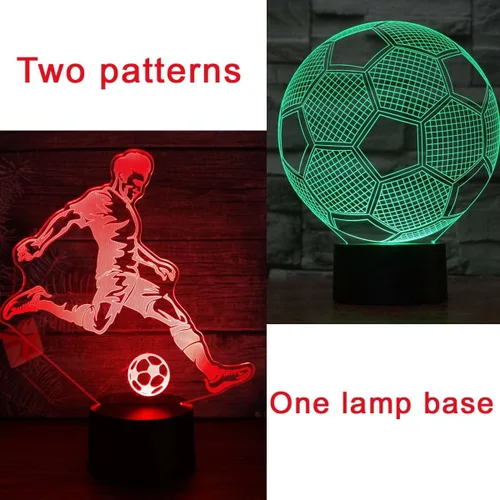Miniatura 2 de Luz nocturna de ilusión 3D de fútbol, 16 colores regulables, lámpara de noche LED con control táctil y remoto, USB y alimentada por batería