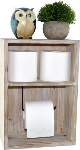Miniatura 7 de Soporte de papel higiénico para montaje en pared, dispensador de rollo de papel de seda decorativo, estante flotante, gabinete empotrado