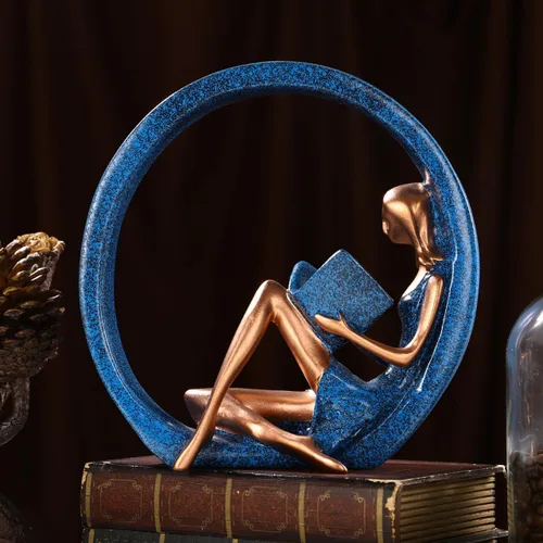 Miniatura 3 de Estatuas de resina para niña, estatua de yoga, escultura artística para estantería, adornos para lectores, profesores, decoración para sala