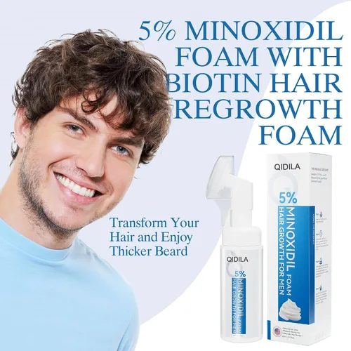 Miniatura 7 de Espuma de minoxidil al 5% para el crecimiento del cabello y la barba de hombres, solución tópica ligera recomendada por dermatólogos, tratamiento
