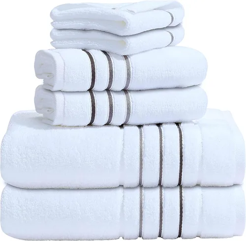 Juego de toallas de baño, toalla blanca para baño, calidad de hotel y spa de lujo, 100% algodón. Incluye 2 toallas de baño grandes, 2 toallas de