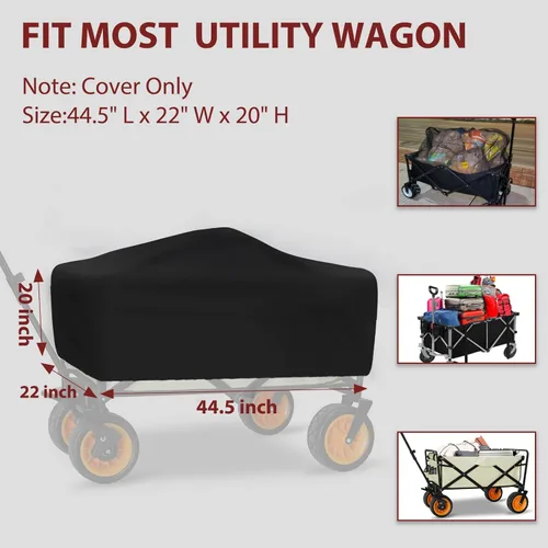 Miniatura 2 de Cubierta de carro utilitario para exteriores, impermeable, plegable, para jardín, 44.5 pulgadas de largo x 22 pulgadas de ancho x 20 pulgadas