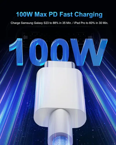 Miniatura 2 de TSKYBEAR Cable USB C a USB C – Cable de carga rápida de 100 W tipo C a C de repuesto para iPhone 15 Pro Max/Plus Samsung iPad Pro/Air/mini MacBook