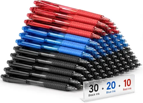 Miniatura 10 de Sooez Paquete de 12 bolígrafos a granel, bolígrafos de escritura suave con agarre suave, bolígrafo de tinta negra retráctil, bolígrafos de punta