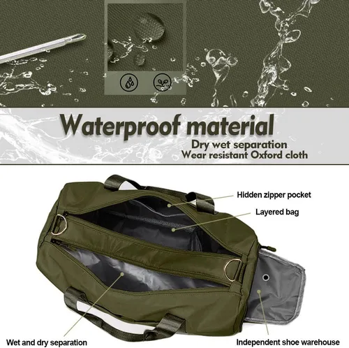 Miniatura 4 de Bolsa de gimnasio pequeña para mujeres y hombres, bolsa de entrenamiento para deportes y escapadas de fin de semana, bolsa de lona impermeable
