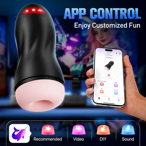 Miniatura 4 de Masturbador masculino automático, bomba de pene con 9 succiones y 10 vibraciones y calentamiento, juguetes sexuales masculinos, masturbador de Negro