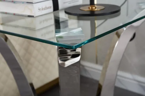 Miniatura 82 de Mesa de centro de cristal de lujo, mesa de centro de sofá de 47 pulgadas con marco de acero inoxidable dorado y parte superior de vidrio negro, mesa