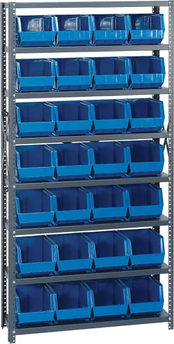 Miniatura 135 de Quantum QSBU-245BK Heavy Duty Shelving Unit with (7) Shelves and (24) QUS245 Black Bins for Garage Warehouse Storage Distribution 400 lb Load