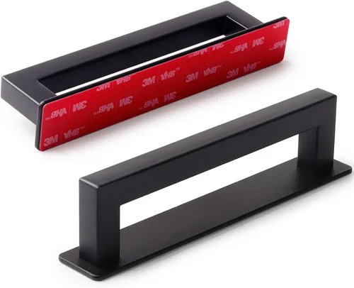 RVPEKUPE Manijas adhesivas para gabinete, manijas autoadhesivas para puerta de ducha de 6 pulgadas, color negro, paquete de 1