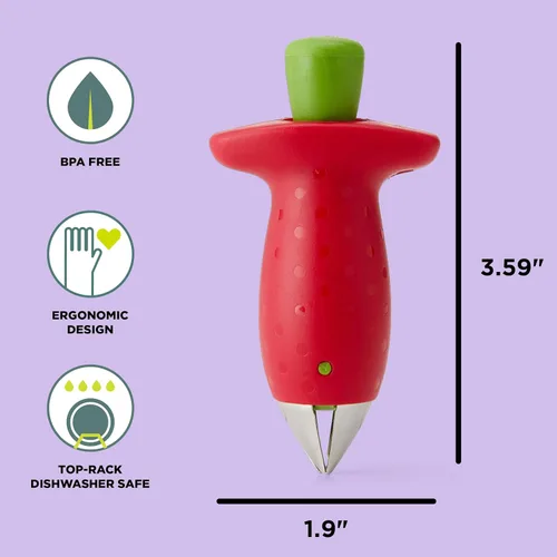 Miniatura 5 de Chef'n Original Stem Gem Quita-Tallos de Fresa, Rojo/Verde - 102-138-005