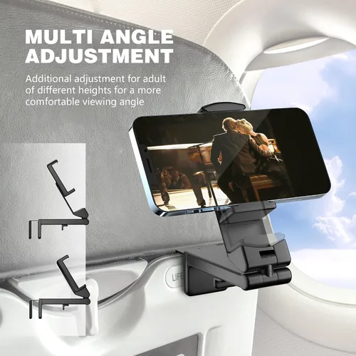 Miniatura 3 de Perilogics Soporte universal para teléfono de avión, visión manos libres con rotación multidireccional dual de 360 grados (negro/lavanda)