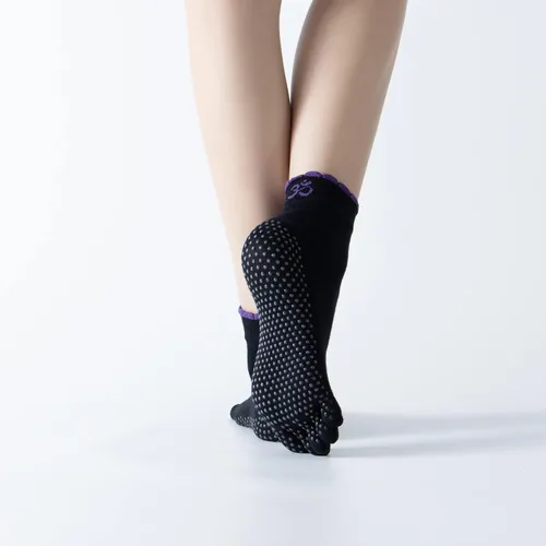 Miniatura 50 de Calcetines de yoga con dedos de pilates con empuñaduras para mujer, antideslizantes, acolchados, florales, calcetines tobilleros para baile de ballet
