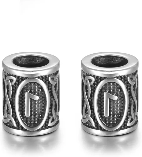 Miniatura 2 de 5 cuentas vikingas de acero inoxidable, cuentas espaciadoras de metal, cuentas espaciadoras de agujero grande, cuentas de tubo de plata antigua