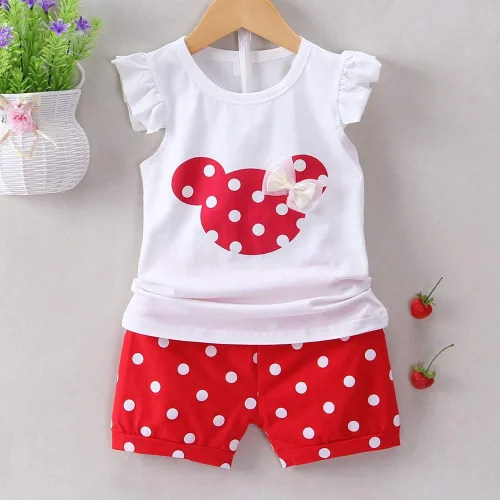 Miniatura 2 de MH-Lucky Conjunto de ropa para bebé niña de 2 piezas con camiseta + pantalones cortos