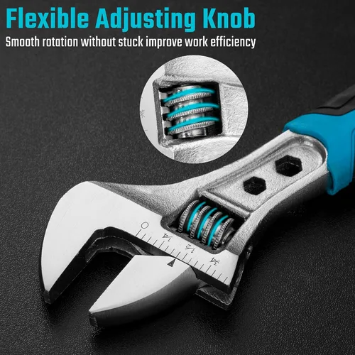 Miniatura 4 de DURATECH - Llave ajustable de 6 pulgadas, llave combinada 3 en 1 con extremo de caja/función hexagonal, acero CR-V, escalas métricas y SAE, cromada