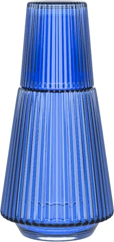 Miniatura 12 de American Atelier Juego de 2 jarras de agua de vidrio acanalado de 30 onzas con vaso, juego de 2 – boquilla fácil de verter de 10 pulgadas, taza