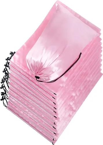 Miniatura 10 de PALTERWEAR Bolsas de satén lisas con cordón y palanca para artículos delicados - Lencería, pelucas, zapatos, seda (negro, 7 x 9 pulgadas)