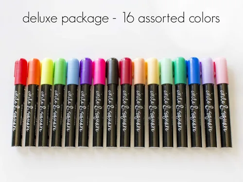 Miniatura 2 de Bolígrafos de tiza de borrado en húmedo Marcadores de tiza líquida Punta reversible de 0.236 in - redonda y cincel.