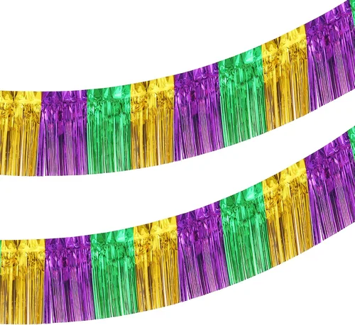 Miniatura 9 de Paquete de 2 flotadores de 10 pies con purpurina azul real para remolque, flecos de papel de aluminio con purpurina metálica, serpentinas de oropel