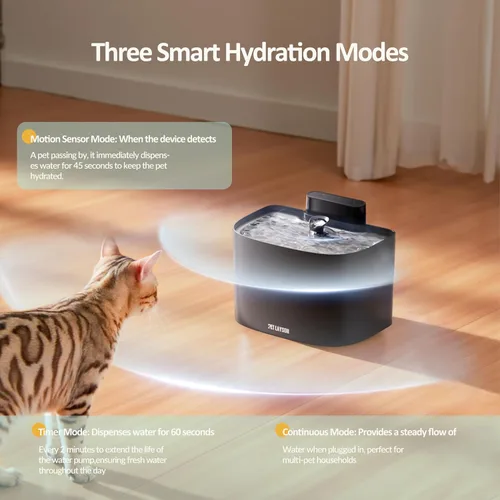 Miniatura 5 de PET LAYSON - Fuente de agua para gatos sin bombas, fuentes inalámbricas inteligentes que funcionan con pilas, 3.6L/122 onzas con tecnología Maglev