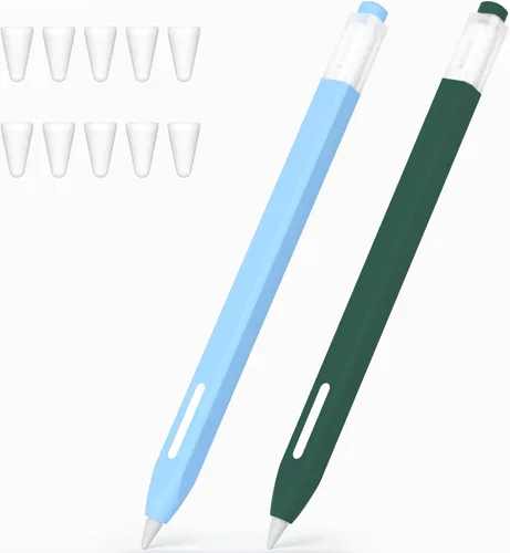 Miniatura 10 de Paquete de 2 estuches compatibles con Apple Pencil Pro/Apple Pencil de 2ª generación, funda de silicona antideslizante, compatible con carga