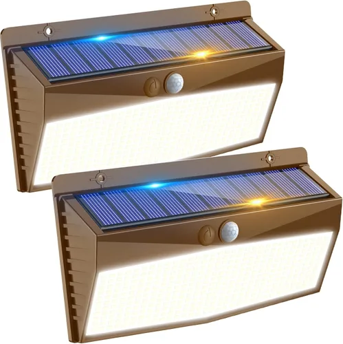 Miniatura 8 de 368 luces LED solares para exteriores con sensor de movimiento, valla solar con 3 modos de iluminación, seguridad alimentada, impermeable