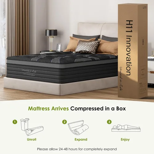 Miniatura 2 de Colchón híbrido de resortes en caja de 10 pulgadas, para dormitorio, apartamento, habitación de invitados, soporte firme medio con bobinas
