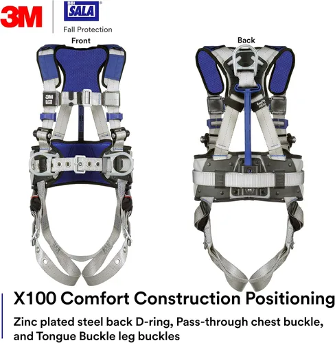 Miniatura 2 de DBI-Sala ExoFit X100 Arnés de seguridad de posicionamiento de construcción con distribución de peso, OSHA, ANSI, 2 conexiones de anillo en D