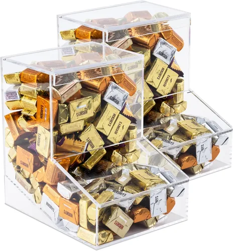 Miniatura 7 de Dispensador de dulces Inevibe - Soporte de almacenamiento acrílico a granel con dos tapas para montaje en superficie o en pared - Almacena