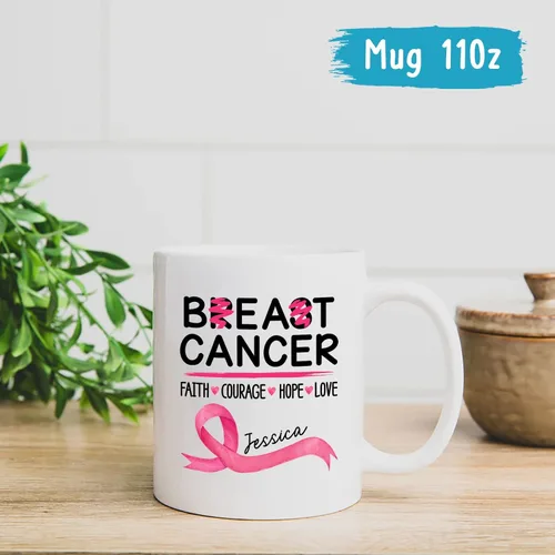 Miniatura 4 de Taza personalizada para sobrevivientes de cáncer, taza de cáncer de mama, taza de cinta rosa, regalo para sobreviviente de cáncer de mama, taza