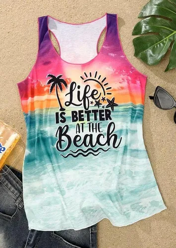 Miniatura 3 de Sun Sand and in My Hand - Camiseta sin mangas para mujer, diseño de verano hawaiano, playa, camiseta sin mangas, linda camiseta sin mangas
