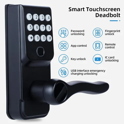 Miniatura 6 de Cerradura de puerta inteligente con huella dactilar sin llave: cerradura electrónica digital LORVIBO con código de contraseña, perilla de puerta