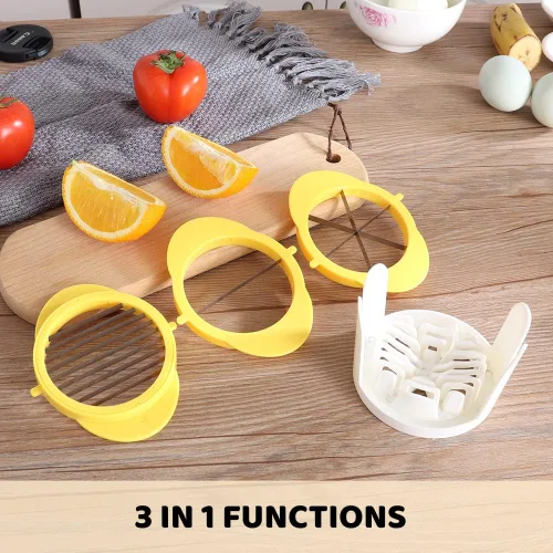 Miniatura 8 de Cortador de Huevos Jawbush 3 en 1 con Cuchillas de Metal para Huevos Duros y Frutas Blandas, Cortador de Huevos Duros de Acero Inoxidable, Cortador