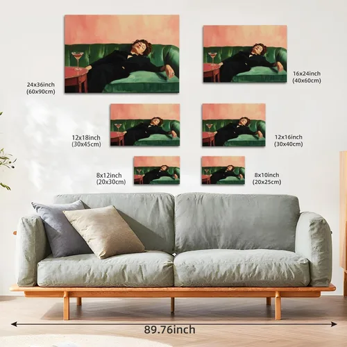 Miniatura 3 de Ripiyome Póster vintage de mujer en el sofá con Martini, lienzo victoriano y funky para pared, pintura al óleo estética de moda, impresión ecléctica