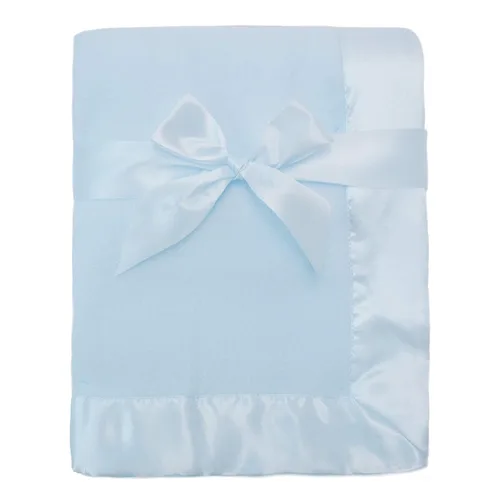 American Baby Company Manta de forro polar (30 x 40 pulgadas) con ribete de satén similar a la seda, suave, cálida y acogedora, azul, para niños y