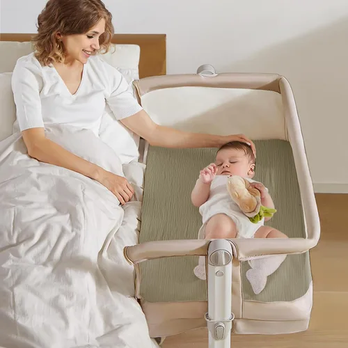 Miniatura 3 de lulumoon Sábanas de muselina para moisés para bebé: sábanas ajustables suaves para moisés de cabecera para niños y niñas Oliva y Crema