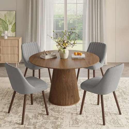 Miniatura 13 de MALOL Juego de 2 sillas de comedor tapizadas, sillas de cocina de tela moderna con respaldo, patas de madera para cocina, comedor, restaurante, beige
