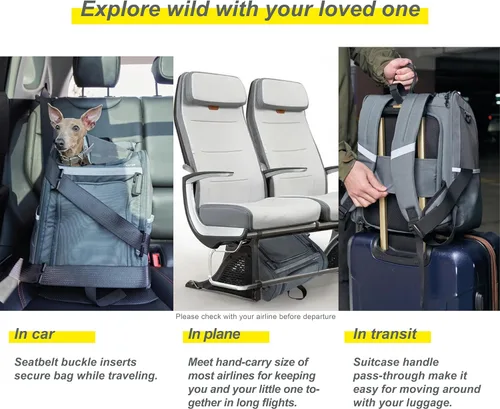 Miniatura 5 de Transportador expandible para mascotas, mochila plegable y desmontable aprobada por aerolíneas, se adapta a gatos de 13 libras y cachorros pequeños