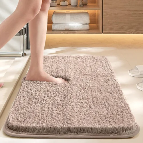 Alfombra absorbente para baño, tapete de baño de color sólido, almohadilla antideslizante en la puerta del inodoro