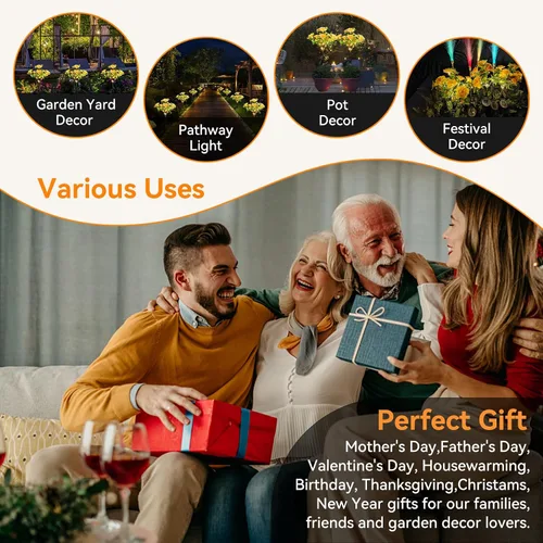 Miniatura 6 de Neporal Luces solares de jardín, del atardecer al amanecer, flores al aire libre impermeables IP65 para decoración de jardín, luces solares, paquete
