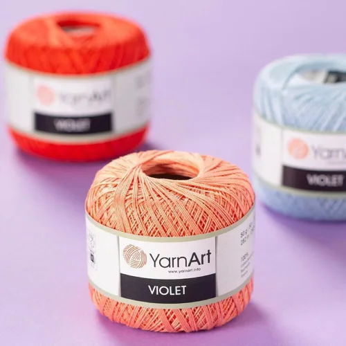 Miniatura 2 de Yarn Art - 1 madeja YarnArt Violet, 100 hilos de hilo de algodón mercerizado, hilo de ganchillo para tejer a mano, bordado y manualidades