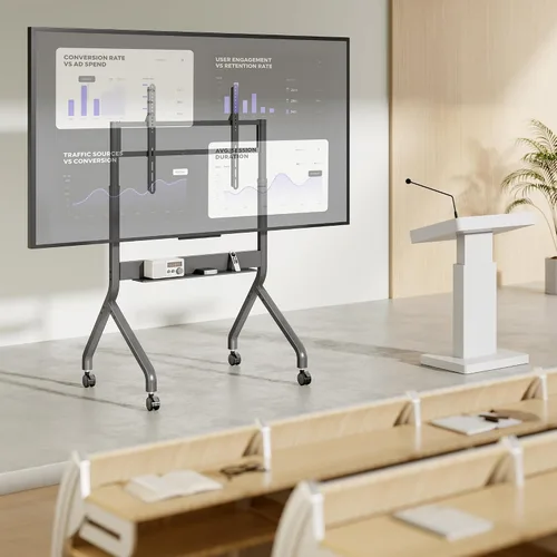 Miniatura 6 de FortiLift - Soporte de TV prémium para pantallas de 55 a 90 pulgadas de hasta 198 libras, carrito de TV rodante de clase empresarial con manivela