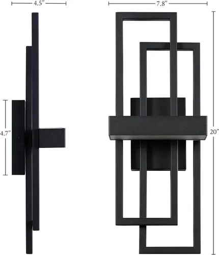 Miniatura 6 de LamQee Luces de pared modernas para exteriores de 20 pulgadas, LED integrado de 1000 lúmenes, aplique de iluminación exterior de doble rectángulo