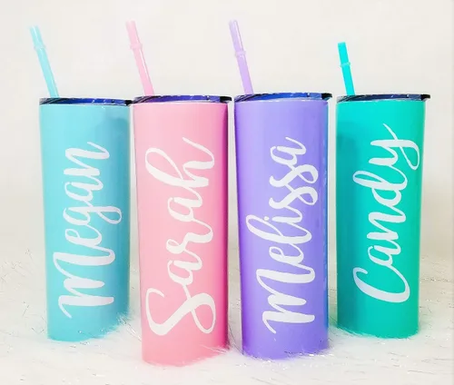 Miniatura 2 de Vaso de acero inoxidable personalizado, regalo de dama de honor, botella de agua personalizada, tazas de despedida de soltera, calcomanía de vinilo