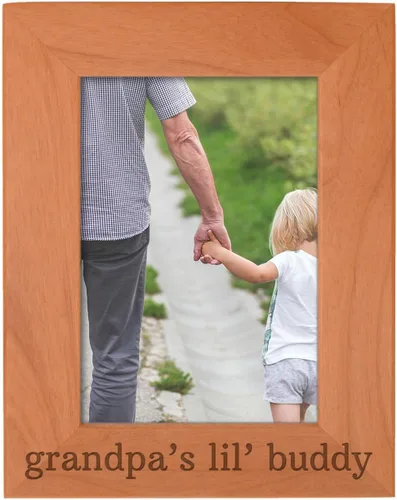 Miniatura 13 de Personalized Gifts Grandpa Gift Grandpa's Lil' Buddy Grandson - Marco de fotos de madera natural grabado de 4 x 6 pulgadas, diseño de paisaje