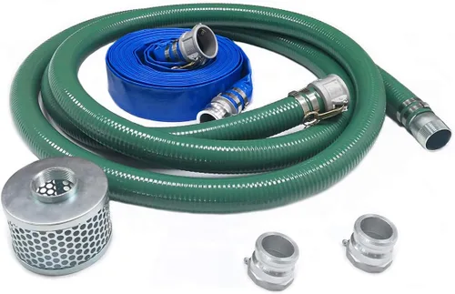 Kit de Bomba de Manguera de Descarga Eastrans Incluye Manguera de Retrolavado de PVC Azul de 2" x 50' y Manguera de Succión de PVC Verde de 2" x 20'