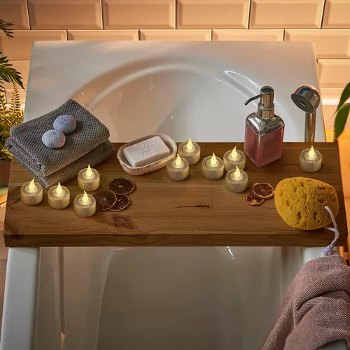 Miniatura 8 de FURORA LIGHTING Velas de Té LED con Purpurina Dorada Champaign, Paquete de 12, Velas de Té Parpadeantes Sin Llama para Decoración del Hogar, Oro