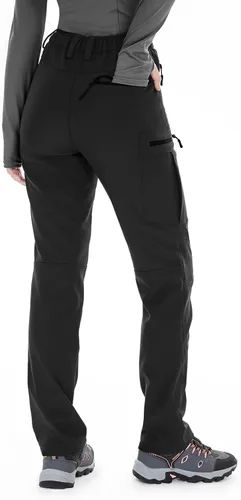 Miniatura 7 de Wespornow Pantalones de senderismo con forro polar para mujer, pantalones de esquí para nieve, resistentes al agua, para exteriores, softshell